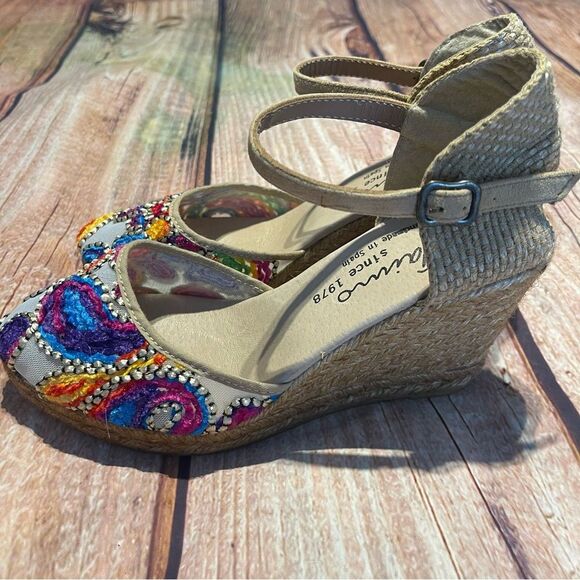 Gaimo sandals Size38 wedge heel embroidered hippie boho style Preowned - Picture 4 of 11